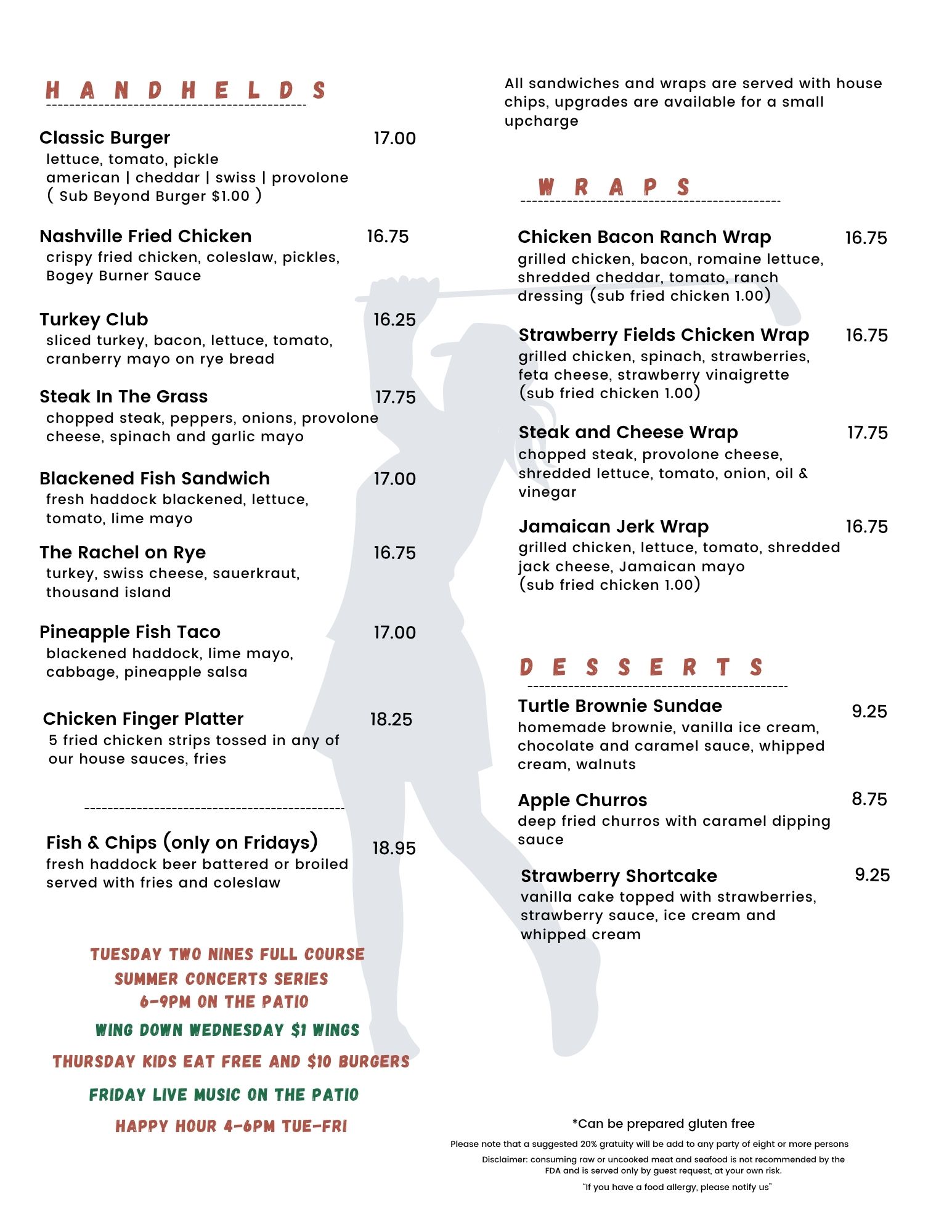 Two Nines Kitchen and Bar Menu