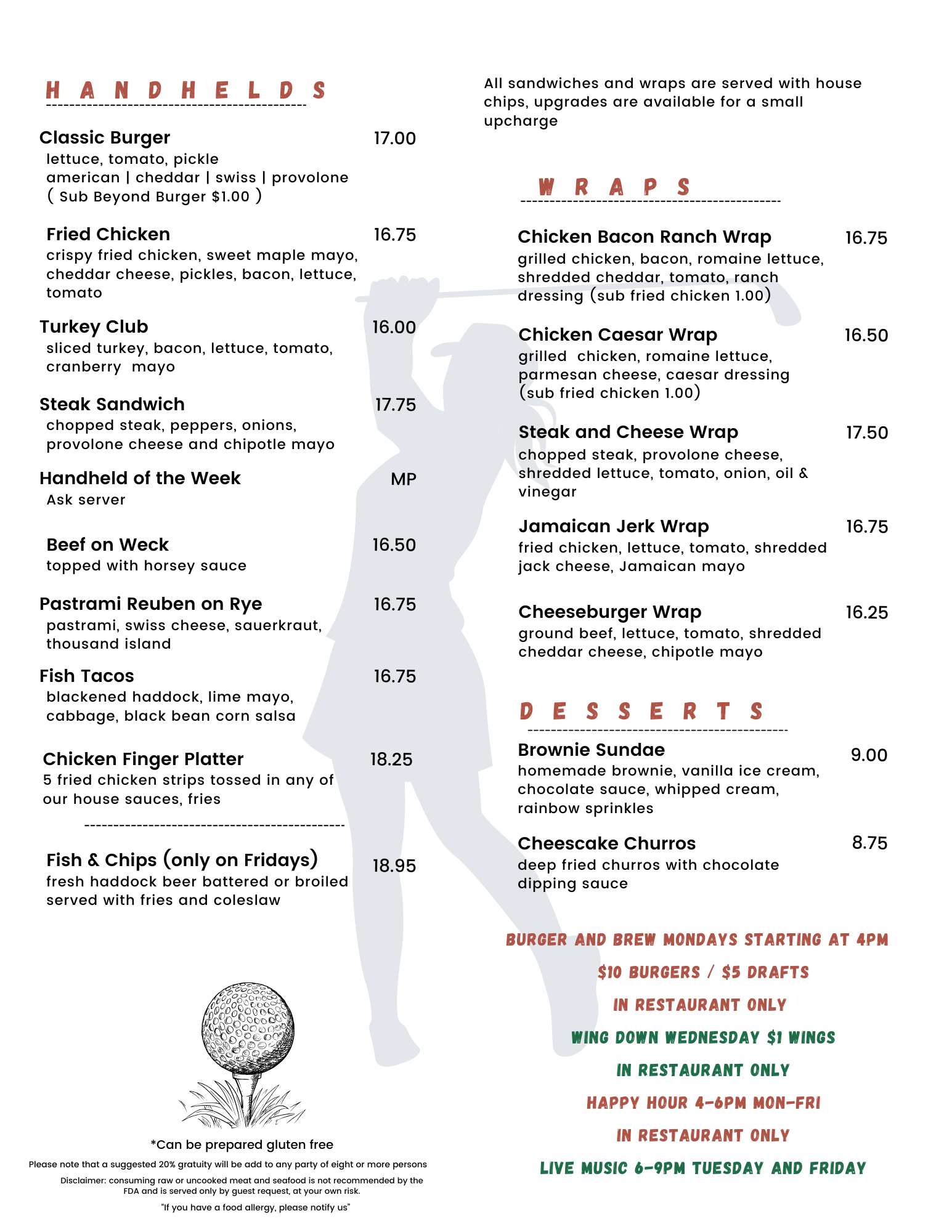 Two Nines Kitchen and Bar Menu